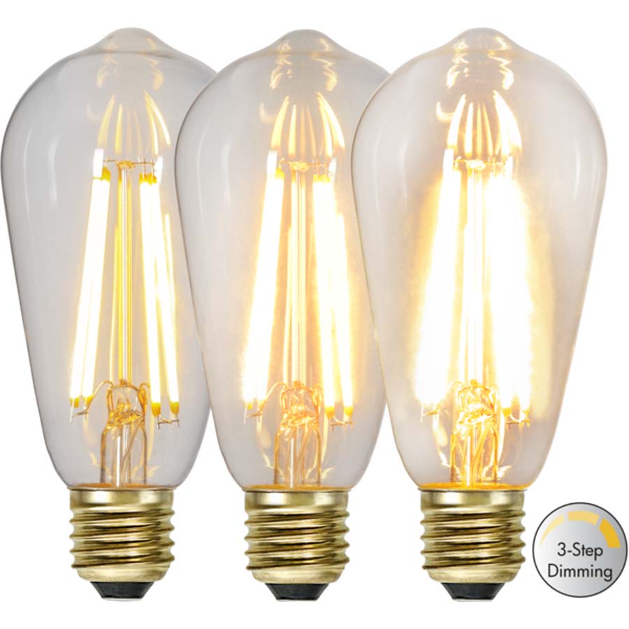 LED-lampa E27 Klarglas mjukt sken klickdimring (50 Watt)