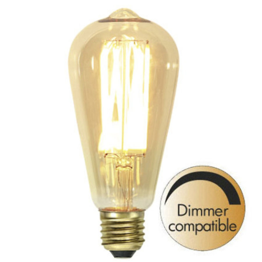 LED-lampa E27 dekorationsljus gulaktigt sken. Dimringsbar (25W)