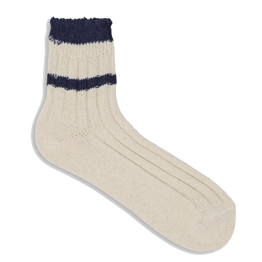 Socks Short White & Blue (strumpor i återvunnen bomull) 39-45 - Klicka på bilden för att stänga