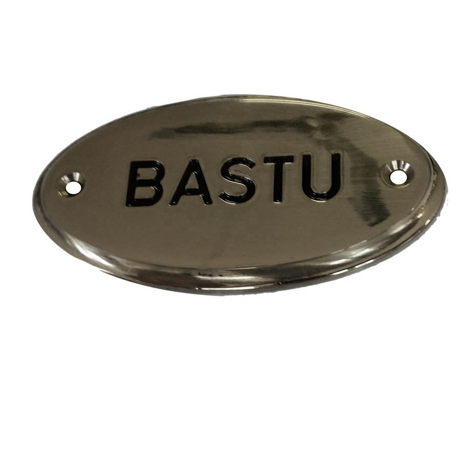 Bastu (gjuten skylt i förnicklat)