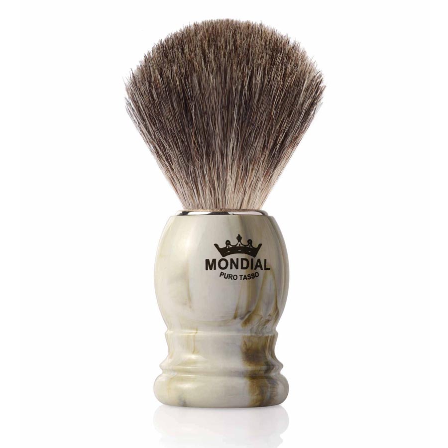 Mondial Basic Shaving Brush Grey Badger Clear Marble (rakborste)