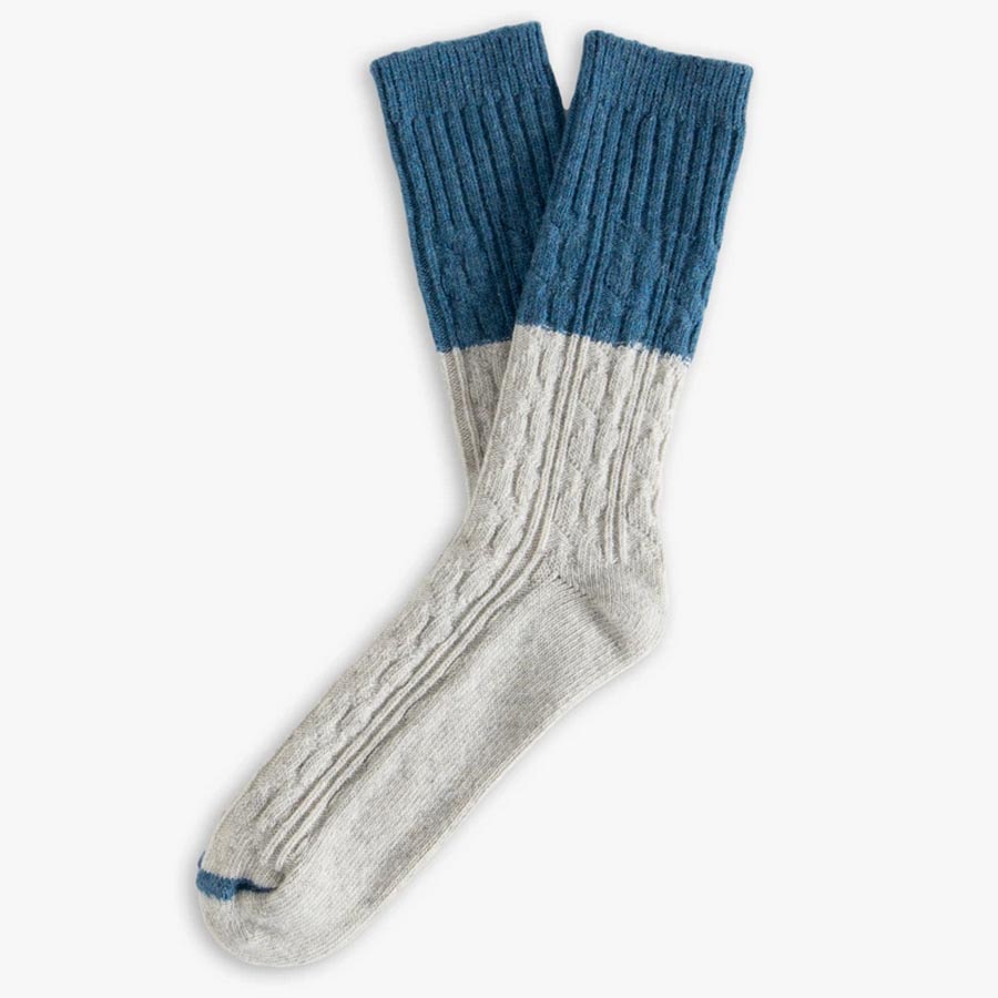 Cable Knit Blue Socks (rundvirkade blå yllestrumpor) 39-45