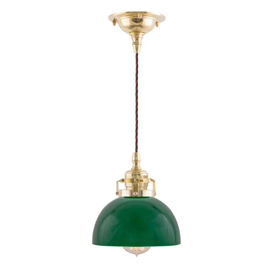 Ferlin mässing med liten grön kupolskärm (fönsterlampa)