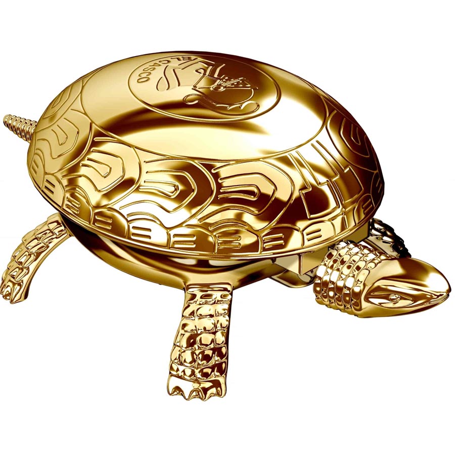 Pappersvikt och receptionsklocka i form av sköldpadda (El Casco) - Klicka på bilden för att stänga