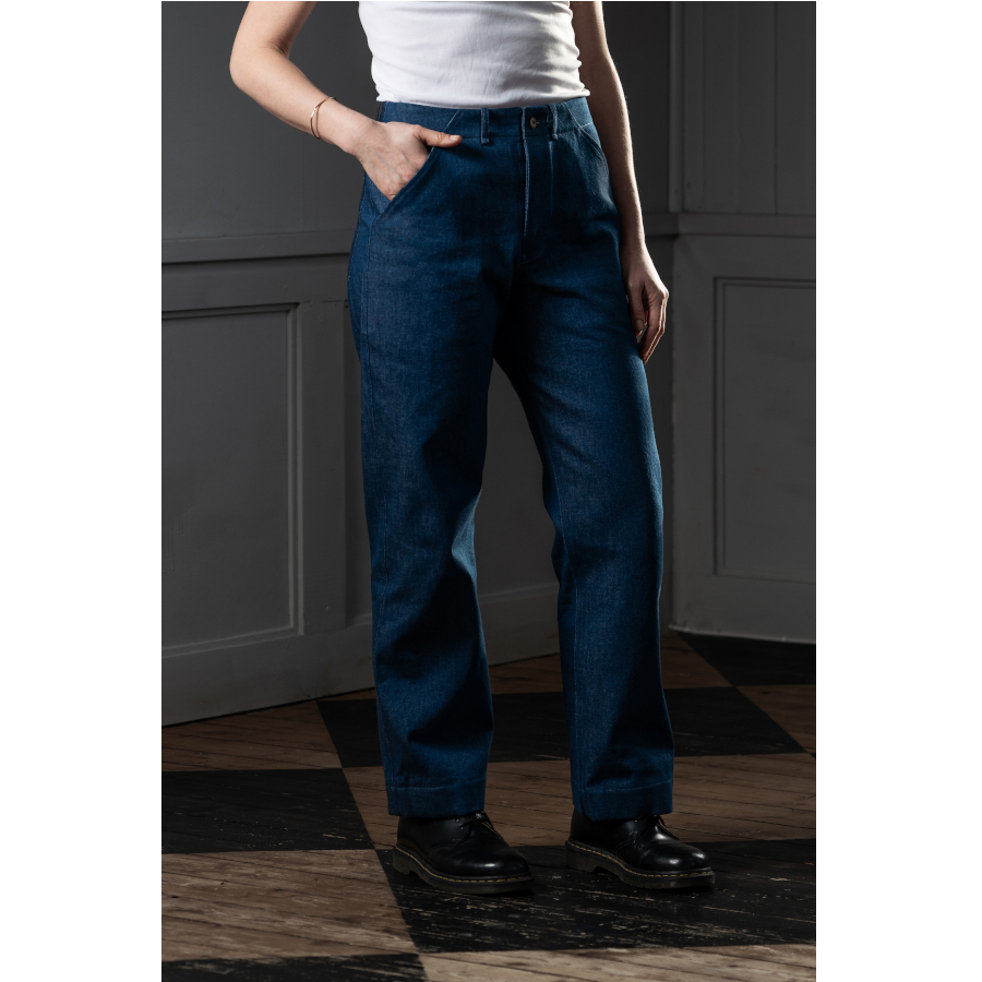 Women's Straight-Leg Trousers - Orta Denim (Dambyxa) Mayed Studio (bild för) Women's Straight-Leg Trousers - Orta Denim (Dambyxa) Mayed Studio
