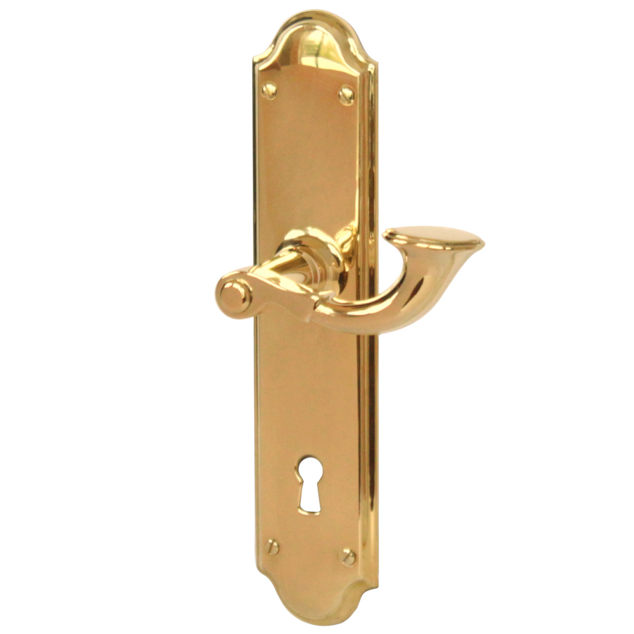 Mellanstort posthorn med välvd långskylt mässing (bild för) Mellanstort posthorn med välvd långskylt mässing