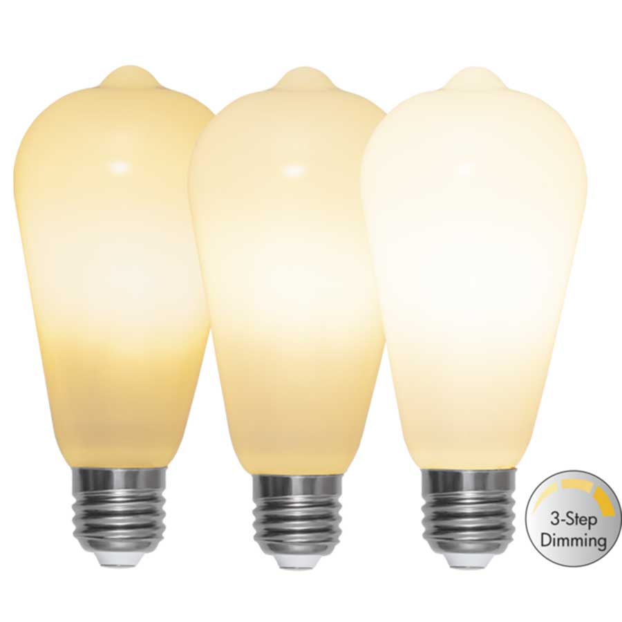 LED-lampa E27 opalt Edisonglas klickdimring (48 Watt)