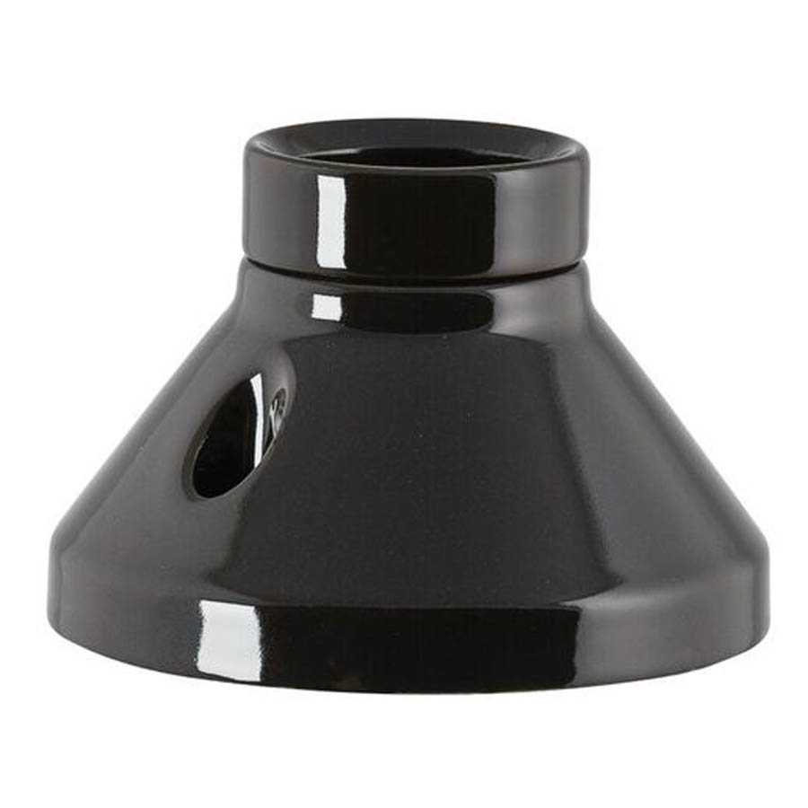 Fotlamphållare större modell svart porslin